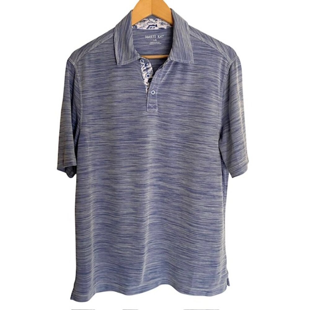 Marti Kat Blue Modal Blend Polo Shirt Large